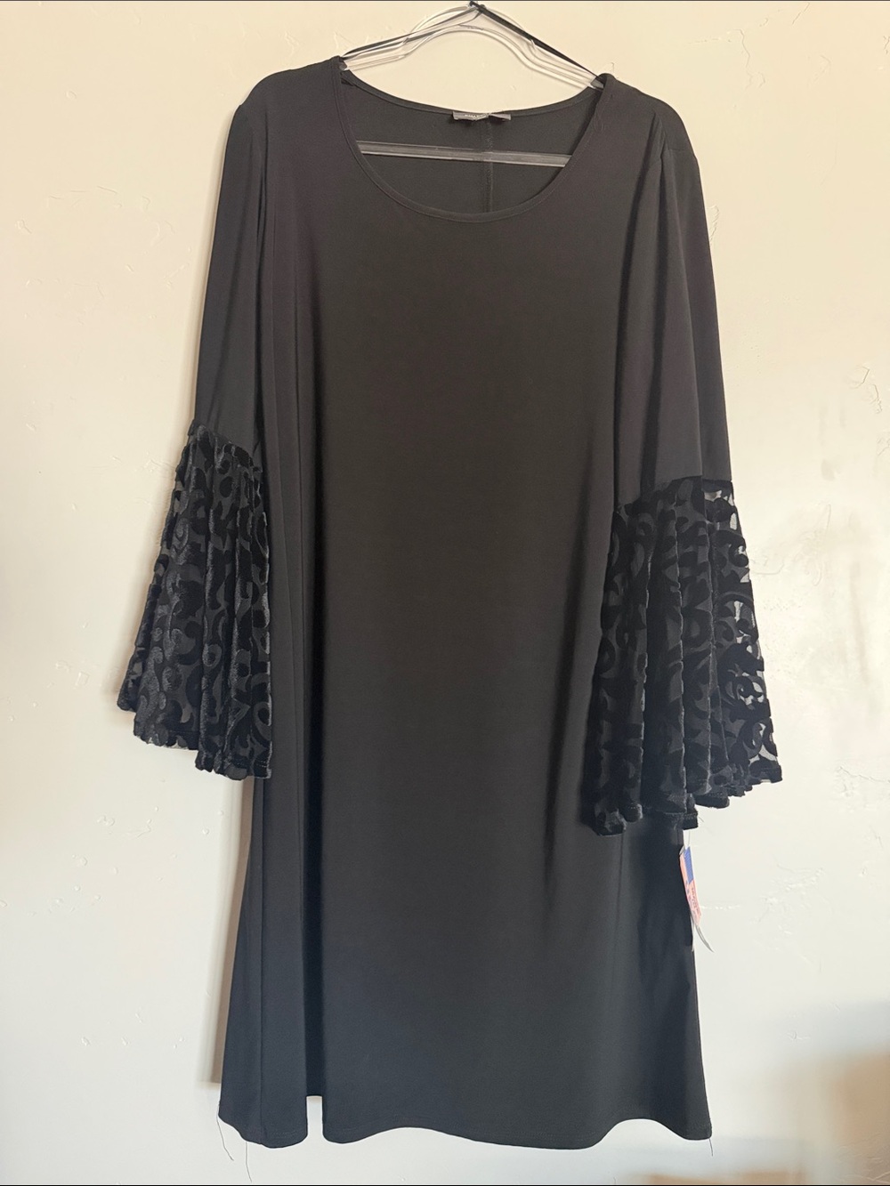 R&M Richards Black Bell-Sleeve Scoop Neck Dress Whimsy Goth Dress